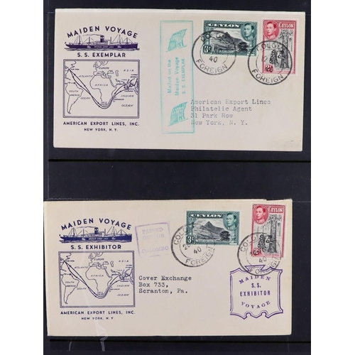 252 - AMERICAN EXPORT LINES COMPANY 1940-1942 mostly censored covers with Ceylon or India stamps, includes... 