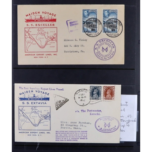 252 - AMERICAN EXPORT LINES COMPANY 1940-1942 mostly censored covers with Ceylon or India stamps, includes... 