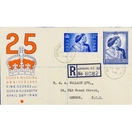 2523 - GB.FIRST DAY COVERS 1948 (26 Apr) Royal Silver Wedding set on registered illustrated multicoloured e... 