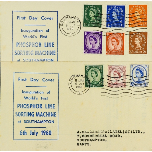 2538 - GB.FIRST DAY COVERS 1960 (6 Jly) New Sorting Machine set of 9 Wildings tied to pair of cachet- illus... 