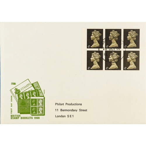 2545 - GB.FIRST DAY COVERS 1968 (16 Oct) 4d x6 pane from the 6s Woodpecker booklet tied to illustrated Phil... 