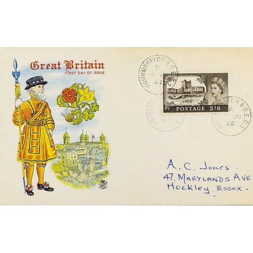 2549 - GB.FIRST DAY COVERS 1968 (3 Jly) 2s6d brown Castle High Value tied to coloured illustrated Stuart co... 