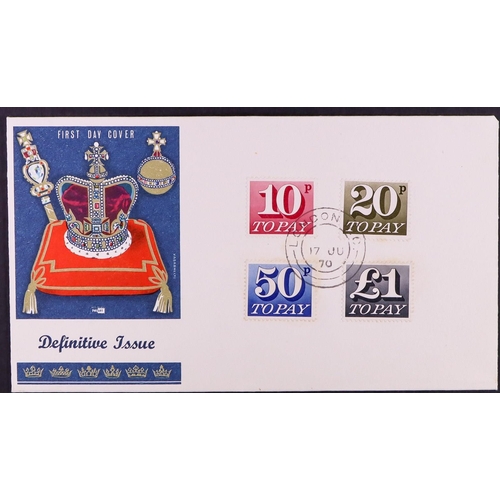 2552 - GB.FIRST DAY COVERS 1970 (17 Jun) 10p, 20p, 50p, £1 Postage Dues tied to illustrated, unaddressed co... 