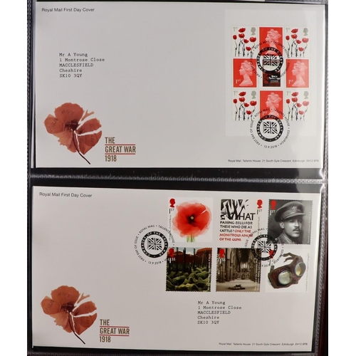 2554 - GB.FIRST DAY COVERS 1970-2018 COMPREHENSIVE COLLECTION of illustrated fdc's in twenty matching 'Roya... 