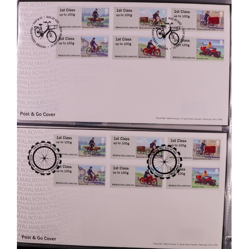 2568 - GB.FIRST DAY COVERS 2009 - 2018 POST & GO COMPREHENSIVE COLLECTION in four binders. All different, m... 