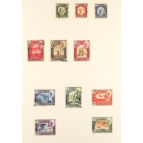 257 - ADEN 1937 - 1963 USED COLLECTION on album pages, includes 1937 Dhow set to 2r, 1939 set, 1953 set wi... 