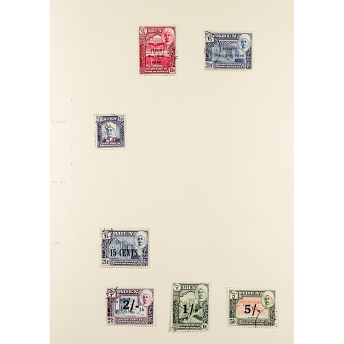 257 - ADEN 1937 - 1963 USED COLLECTION on album pages, includes 1937 Dhow set to 2r, 1939 set, 1953 set wi... 