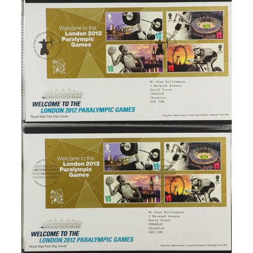 2570 - GB.FIRST DAY COVERS 2012 OLYMPIC AND PARALYMPIC COLLECTION with specialism. Includes the Royal Mail ... 