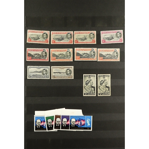 284 - ASCENSION 1922 - 1970's MINT IN STOCK BOOK much here includes 1922 overprints to 2s & 3s, 1938-53 se... 