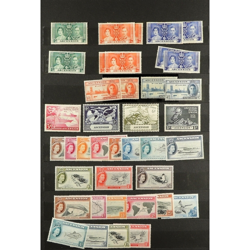 284 - ASCENSION 1922 - 1970's MINT IN STOCK BOOK much here includes 1922 overprints to 2s & 3s, 1938-53 se... 