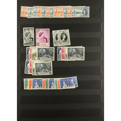 284 - ASCENSION 1922 - 1970's MINT IN STOCK BOOK much here includes 1922 overprints to 2s & 3s, 1938-53 se... 