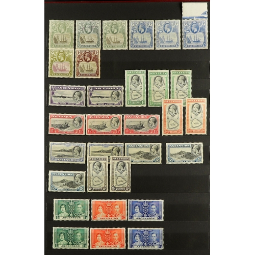 284 - ASCENSION 1922 - 1970's MINT IN STOCK BOOK much here includes 1922 overprints to 2s & 3s, 1938-53 se... 