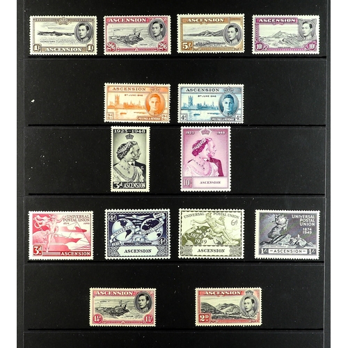 290 - ASCENSION 1938 - 1949 COLLECTION of 36 mint stamps with 1938-53 set with most extra perfs, also the ... 