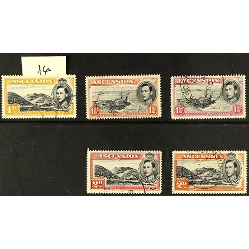 292 - ASCENSION 1938-53 set with all the different perfs, SG 38/47b, very fine used. Cat £450+ (31 stamps)... 