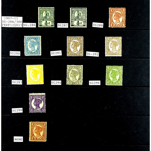 304 - AUSTRALIAN STATES QUEENSLAND 1882 - 1911 collection of never hinged mint stamps / blocks, 1882-91 2d... 