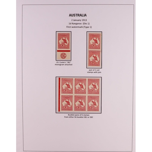 315 - AUSTRALIA 1913 - 1936 KANGAROO ISSUES, WONDERFUL MINT COLLECTION with 1913-14 1st watermark complete... 