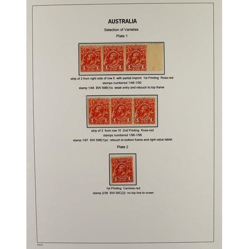 322 - AUSTRALIA 1913-14 ENGRAVED ISSUE a fine mint study collection displayed and annotated to a high stan... 