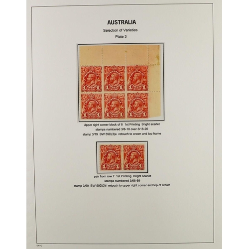 322 - AUSTRALIA 1913-14 ENGRAVED ISSUE a fine mint study collection displayed and annotated to a high stan... 