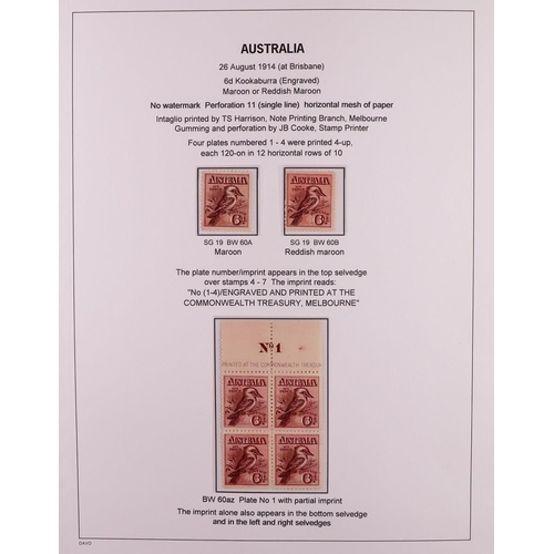 322 - AUSTRALIA 1913-14 ENGRAVED ISSUE a fine mint study collection displayed and annotated to a high stan... 