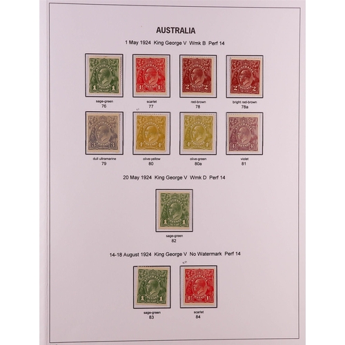 326 - AUSTRALIA 1914 - 1936 KING GEORGE V HEADS, ADVANCED MINT COLLECTION displayed and annotated to a hig... 