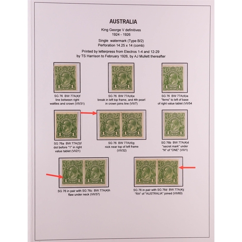 326 - AUSTRALIA 1914 - 1936 KING GEORGE V HEADS, ADVANCED MINT COLLECTION displayed and annotated to a hig... 