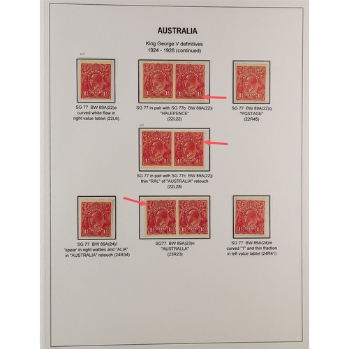 326 - AUSTRALIA 1914 - 1936 KING GEORGE V HEADS, ADVANCED MINT COLLECTION displayed and annotated to a hig... 