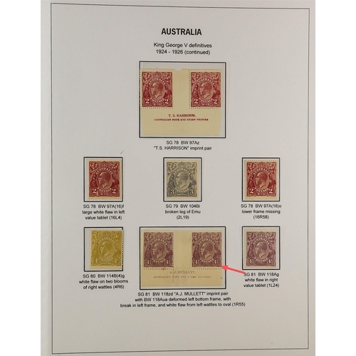 326 - AUSTRALIA 1914 - 1936 KING GEORGE V HEADS, ADVANCED MINT COLLECTION displayed and annotated to a hig... 