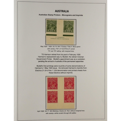 326 - AUSTRALIA 1914 - 1936 KING GEORGE V HEADS, ADVANCED MINT COLLECTION displayed and annotated to a hig... 