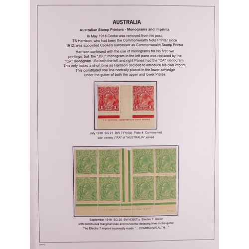 326 - AUSTRALIA 1914 - 1936 KING GEORGE V HEADS, ADVANCED MINT COLLECTION displayed and annotated to a hig... 