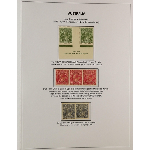 326 - AUSTRALIA 1914 - 1936 KING GEORGE V HEADS, ADVANCED MINT COLLECTION displayed and annotated to a hig... 