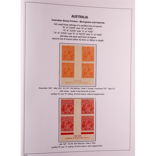 326 - AUSTRALIA 1914 - 1936 KING GEORGE V HEADS, ADVANCED MINT COLLECTION displayed and annotated to a hig... 