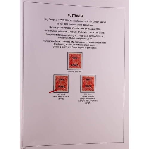 326 - AUSTRALIA 1914 - 1936 KING GEORGE V HEADS, ADVANCED MINT COLLECTION displayed and annotated to a hig... 