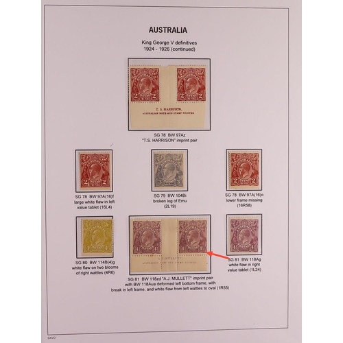 326 - AUSTRALIA 1914 - 1936 KING GEORGE V HEADS, ADVANCED MINT COLLECTION displayed and annotated to a hig... 