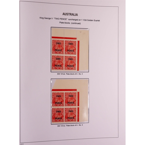 326 - AUSTRALIA 1914 - 1936 KING GEORGE V HEADS, ADVANCED MINT COLLECTION displayed and annotated to a hig... 