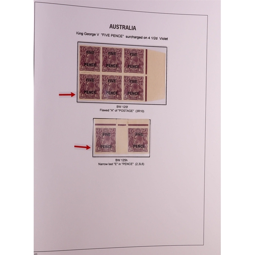 326 - AUSTRALIA 1914 - 1936 KING GEORGE V HEADS, ADVANCED MINT COLLECTION displayed and annotated to a hig... 
