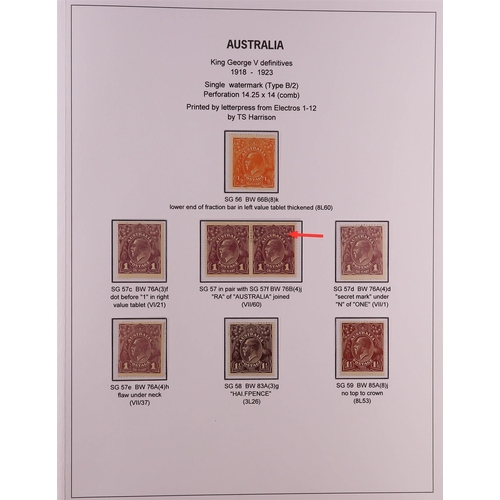 326 - AUSTRALIA 1914 - 1936 KING GEORGE V HEADS, ADVANCED MINT COLLECTION displayed and annotated to a hig... 