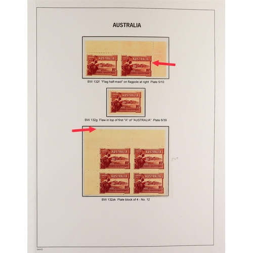 332 - AUSTRALIA 1927 - 1936 SPECIALISED COMMEMORATIVE ISSUES COLLECTION Davo album displayed and annotated... 