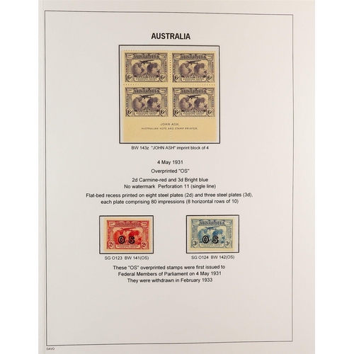 332 - AUSTRALIA 1927 - 1936 SPECIALISED COMMEMORATIVE ISSUES COLLECTION Davo album displayed and annotated... 