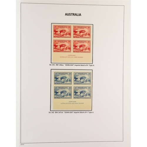 332 - AUSTRALIA 1927 - 1936 SPECIALISED COMMEMORATIVE ISSUES COLLECTION Davo album displayed and annotated... 