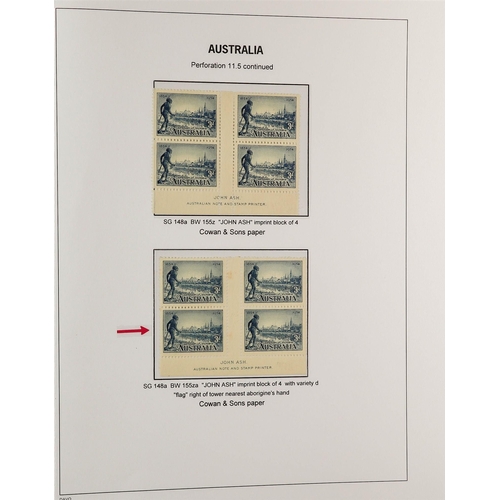 332 - AUSTRALIA 1927 - 1936 SPECIALISED COMMEMORATIVE ISSUES COLLECTION Davo album displayed and annotated... 