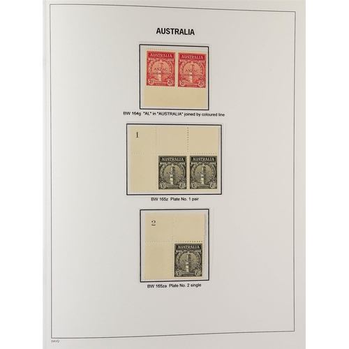 332 - AUSTRALIA 1927 - 1936 SPECIALISED COMMEMORATIVE ISSUES COLLECTION Davo album displayed and annotated... 