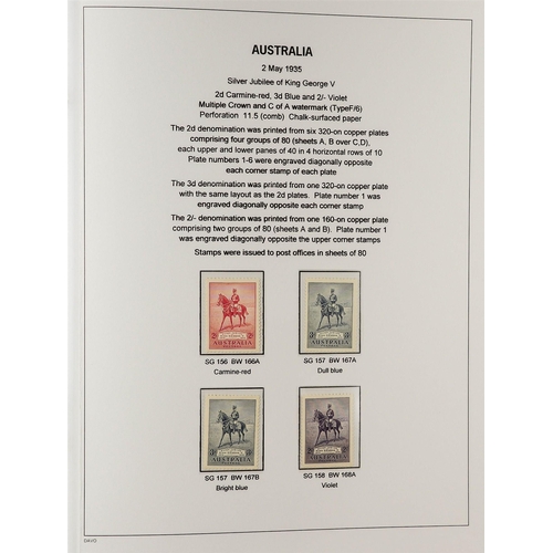 332 - AUSTRALIA 1927 - 1936 SPECIALISED COMMEMORATIVE ISSUES COLLECTION Davo album displayed and annotated... 