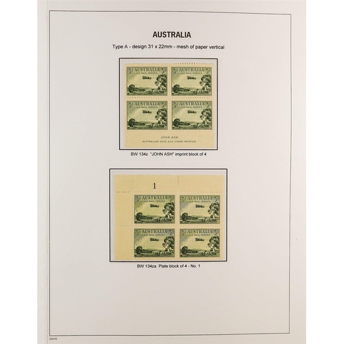 332 - AUSTRALIA 1927 - 1936 SPECIALISED COMMEMORATIVE ISSUES COLLECTION Davo album displayed and annotated... 