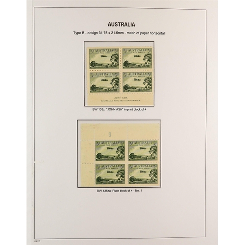 332 - AUSTRALIA 1927 - 1936 SPECIALISED COMMEMORATIVE ISSUES COLLECTION Davo album displayed and annotated... 