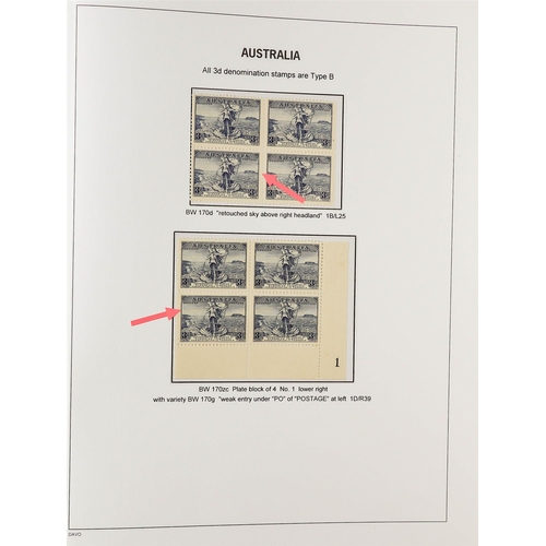 332 - AUSTRALIA 1927 - 1936 SPECIALISED COMMEMORATIVE ISSUES COLLECTION Davo album displayed and annotated... 