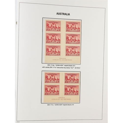 332 - AUSTRALIA 1927 - 1936 SPECIALISED COMMEMORATIVE ISSUES COLLECTION Davo album displayed and annotated... 