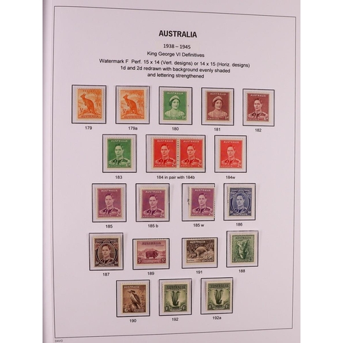 339 - AUSTRALIA 1937 - 1952 SPECIALISED DEFINITIVE ISSUES COLLECTION in Davo album displayed and annotated... 