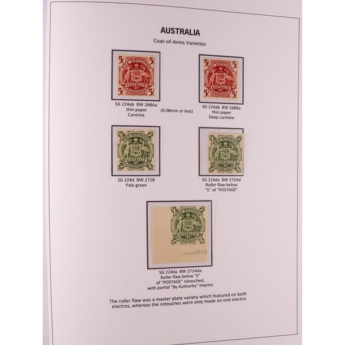 339 - AUSTRALIA 1937 - 1952 SPECIALISED DEFINITIVE ISSUES COLLECTION in Davo album displayed and annotated... 