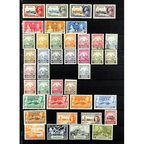 394 - BARBADOS 1852 - 1958 COLLECTION of 220+ mint and used stamps on protective pages, comprehensive incl... 