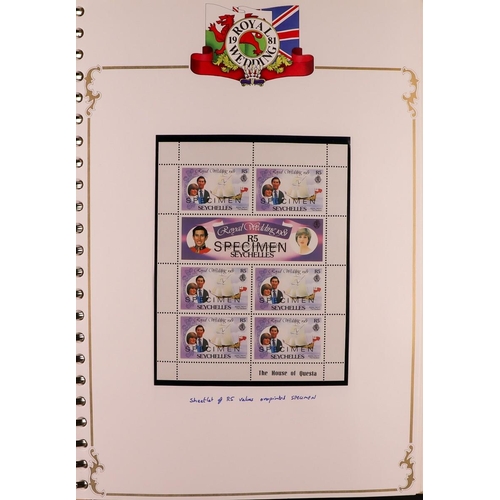 4 - 1981 ROYAL WEDDING Prince Charles & Lady Diana Spencer Wedding hinged mint collection in eight speci... 